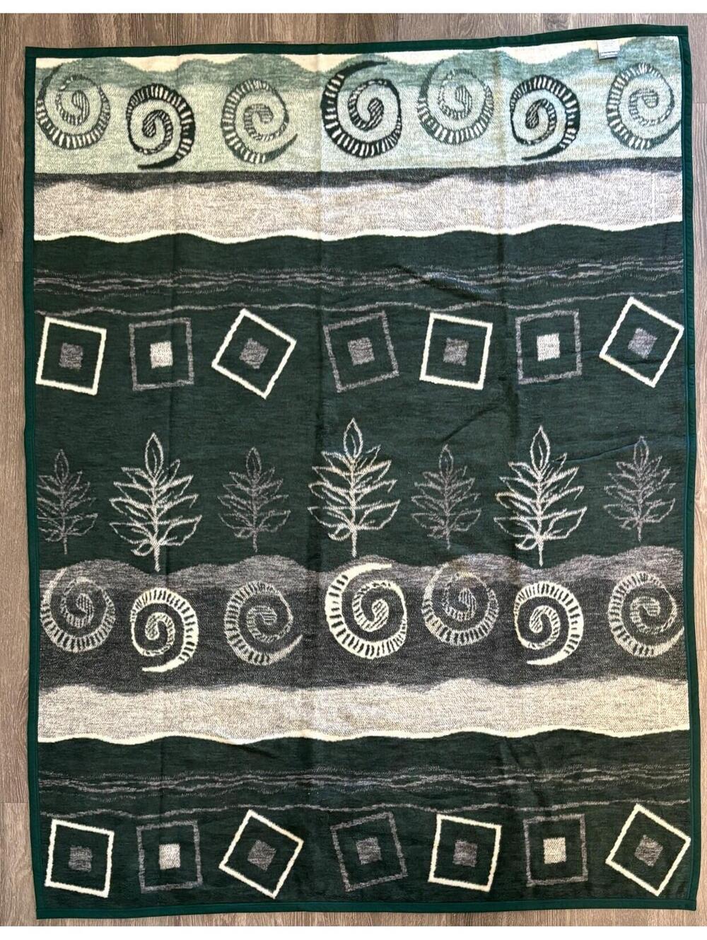 Vintage Biederlack Abstract Primitive Reversible Stadium Blanket 55”x72” USA EUC